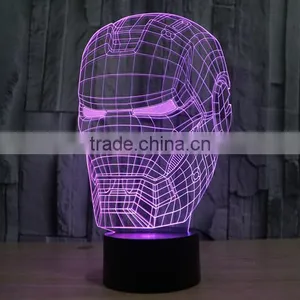 IRON MAN Shape Skull 3d Illusion Lamps Acrylic Indoor USB + Battery Operated Decorative Led Night Light thumbnail-4