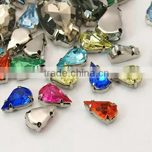 Sew on Acrylic Rhinestone Claw Setting, Clear Teardrop Rhinestone Beads for Cloth, 1000pcs/bag(GACR-A001-6x10-P) thumbnail-1