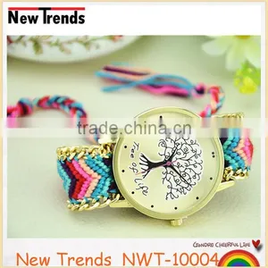 New Arival Fashion Colorful String Weaved Tree Design Quartz Lady Watch thumbnail-4