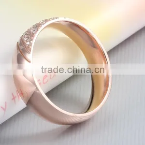 Stainless Steel Rose Gold Pave Setting Cubic Zirconia Dimond Ring thumbnail-3
