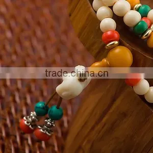 6mmx108Beads Women's Men's Artificial Hippopotamus Tooth Round Beads Bracelet thumbnail-3
