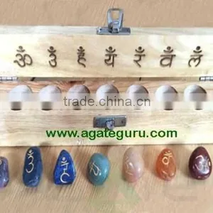 7 Chakra Tumbled Stones Set With Sanskrit Symbols : Wholesale Geometry 7pcs Sets thumbnail-1