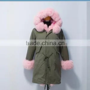 Women Outwear Military Parka Jacket With Real Fox Fur Hood Trim Made in China thumbnail-1