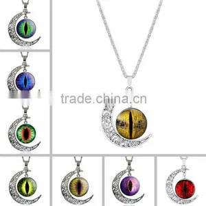 2016 New Silver Plated Customized Crescent Glass Cabochon Girls Charm Necklace Quality Choice thumbnail-5