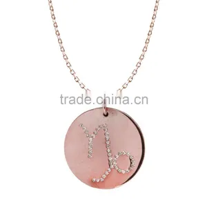 925 Silver/Brass Pandents Rose Gold/Yellow/Silver Plated With Genuine Crystal Customize Design 'Horoscopes' for 'Capricorn' thumbnail-1