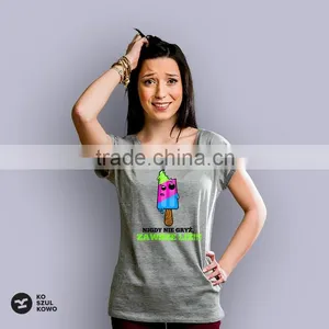 2016 Female Lady Printed Custom Design Women T-shirt Printing Logo DTG OEM Service Screenprint Transfer thumbnail-3