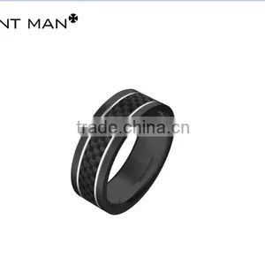 New Design American Style Custom Carbon Fiber Ring for Men Titanium Ring Band thumbnail-4