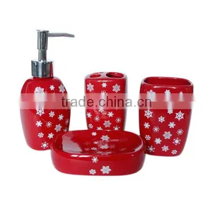 Home Garden Red Bathroom Accessories Sets thumbnail-1