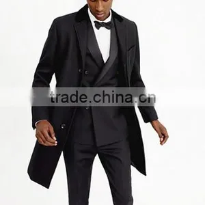Modern Custom Tailored Black Three Button Long Trench Coat for Man thumbnail-2