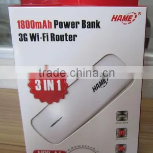 HAME MPR-A1 3G WI-FI Router With 1800mAh Power Bank Portable 3G Mobile Power Router thumbnail-1