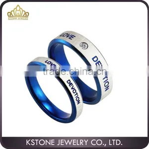 KSTONE Blue Love Stainless Steel Couple Rings With cz Stone thumbnail-1