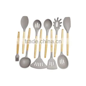 CK006 Solid Spoon/silicone Kitchen Utensils With Wooden Handle thumbnail-3
