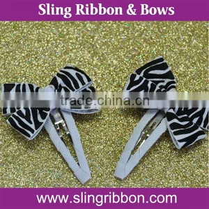 Leopard Printed Ribbon Hairgrips For Kids Wholesale thumbnail-1
