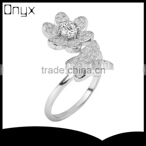 Wholesale 925 Stering Silver Jewelry Sunflower Butterfly Zircon Design Pave Setting Ring thumbnail-1