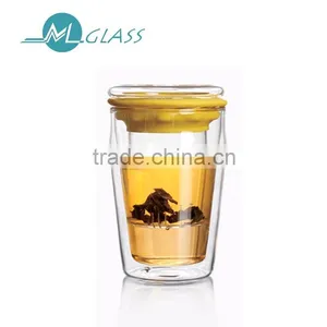 400ml High Borosilicate Glassware Clear Glass Tea Cup With Filter and Lid N6194 thumbnail-1