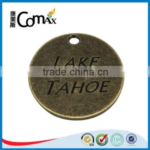 Anti Brass Round Engraved Small Custom Metal Jewelry Tags thumbnail-1