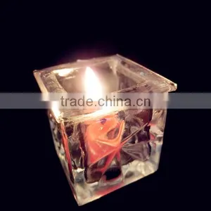 Mini Square Shaped Clear Glass Decorative Candle Holder thumbnail-2