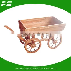 Antique Design Fir Wooden Garden Trolley Flower Pot thumbnail-1