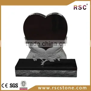 Black Granite Heart Shaped Headstone thumbnail-1