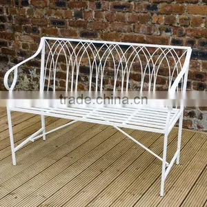 POWERLON Gothic Arch Garden Bench Cream With a Powder Coated Rust Effect thumbnail-1