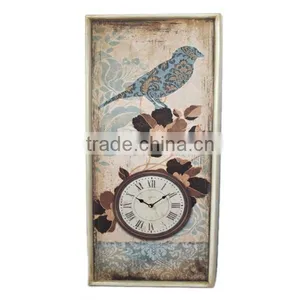 Floral Bird Wooden Decorative Wall Clock MDF Wall Clock Square Clock thumbnail-1