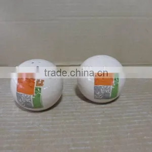 White Ceramic Ball Salt and Pepper Shaker thumbnail-1