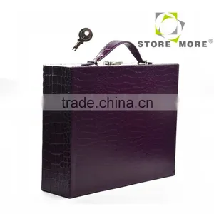 Leather Watch Organizer Storage Case Jewelry Box With Lock & Mirror thumbnail-2