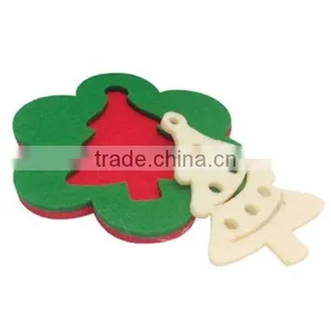 2017 Christmas Tree Felt Coaster Table Decoration Made in China thumbnail-1