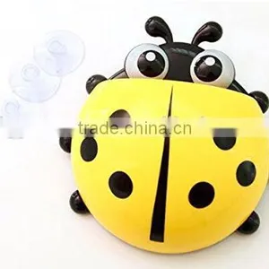 Cute Cartoon Ladybug Kids Wall Suction Cup Mount Toothbrush Box Travel Organizer Plastic Box Storage Organizer thumbnail-6