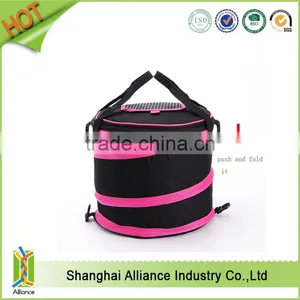 600D Polyester Zipper Pocket Flap Collapsible Insulated Round Cooler Lunch Bag thumbnail-4