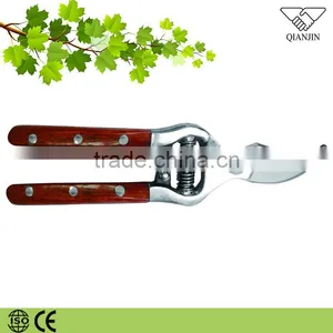 High Quality Polished Stainless Steel Garden Pruning Scissors With Wood Grip Handle thumbnail-3