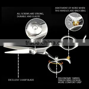 Zhangjiagang Barber Scissor With Jewelled Click Adjust Tension Screw thumbnail-5