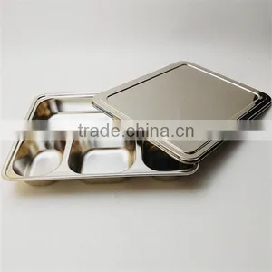 304 Stainless Steel Compartment Lunch Boxes 5 Compartment Dinner Plates thumbnail-6
