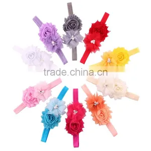 2015 Wholesale Baby Toddler Infant Flower Headband With Pearl Hair Bow Band Accessories thumbnail-1