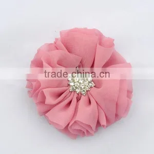 Handmade Chiffon Flower With Rhinestone for Kids Hair Accessories thumbnail-5