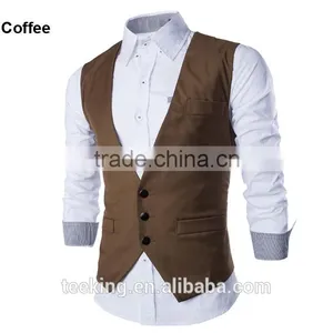 Korean Slim Single-breasted Vest Black Suit Vest Waistcoat thumbnail-5