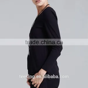 100%cotton Plain Long Sleeve Loose Fit t Shirt for Women thumbnail-6