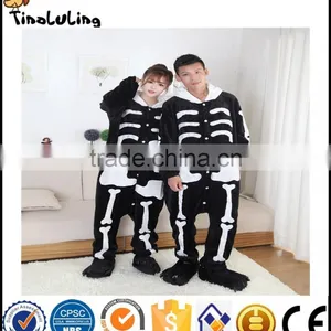 Hot Autumn and Winter Flannel Lovers Animal Skull Cartoon One Piece Sleepwear Thermal Lounge thumbnail-3