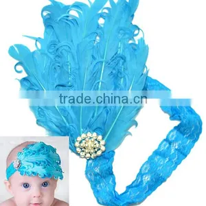 F40607A Fashion Elegant Hairbands Colorful Feathers Diamond Beautiful Girls Headband thumbnail-2