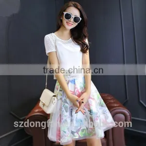 Korea Style Organza Temperament Fairy Flower Dress For Women thumbnail-1