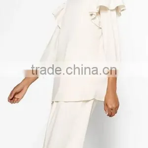 Runwaylover EY2340B 2017 Women Fashion Falbala Pure Color Blouse thumbnail-3