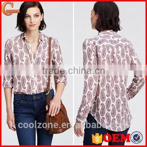 Fashion Elegant Mature Long Sleeve Floral Print Blouse for Middle Aged Women thumbnail-1