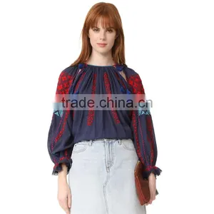 2017 OEM Common Dense Enbroidery Saree Blouse With Tasseled Ties thumbnail-6