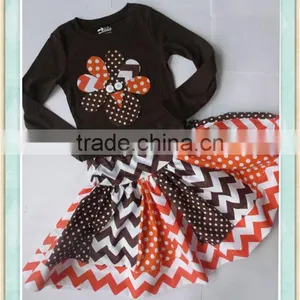 Thanksgiving Turkey Skirt Set Turkey Applique Shirt Turkey Top Chevron Skirt Riley Blake Chevron Thanksgiving Outfit Clothing thumbnail-1