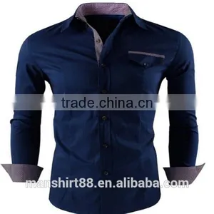 2016 New Wholesale Luxury Long Sleeve Custom Mens Casual Dress Shirts thumbnail-5