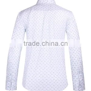 2017 New Trend Print Men Long Sleeve Button-down Collar Slim Fit Shirt With Contrast Collar and Cuff thumbnail-3