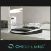 Leather Round Bed, Round Leather Bed, Round White Leather Bed thumbnail-1