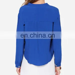 CHEFON Sexy Deep v Neck Long Sleeve Women Latest Skirt and Blouse 2016 thumbnail-3