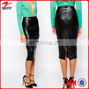2014 Latest Design Black Leather Pencil Skirt thumbnail-1
