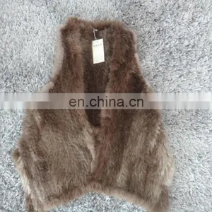 Knitted Real Mink Fur Irregular Vest for Women thumbnail-1